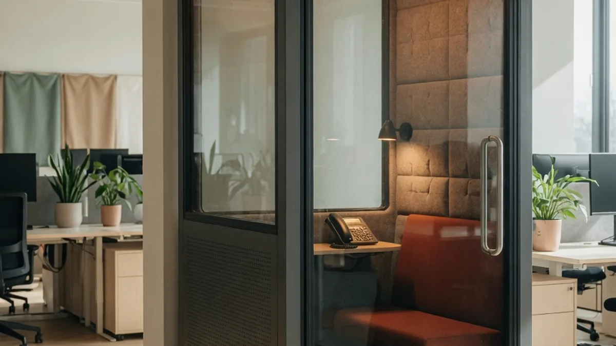 Cabine acoustique fermée installée dans un open space