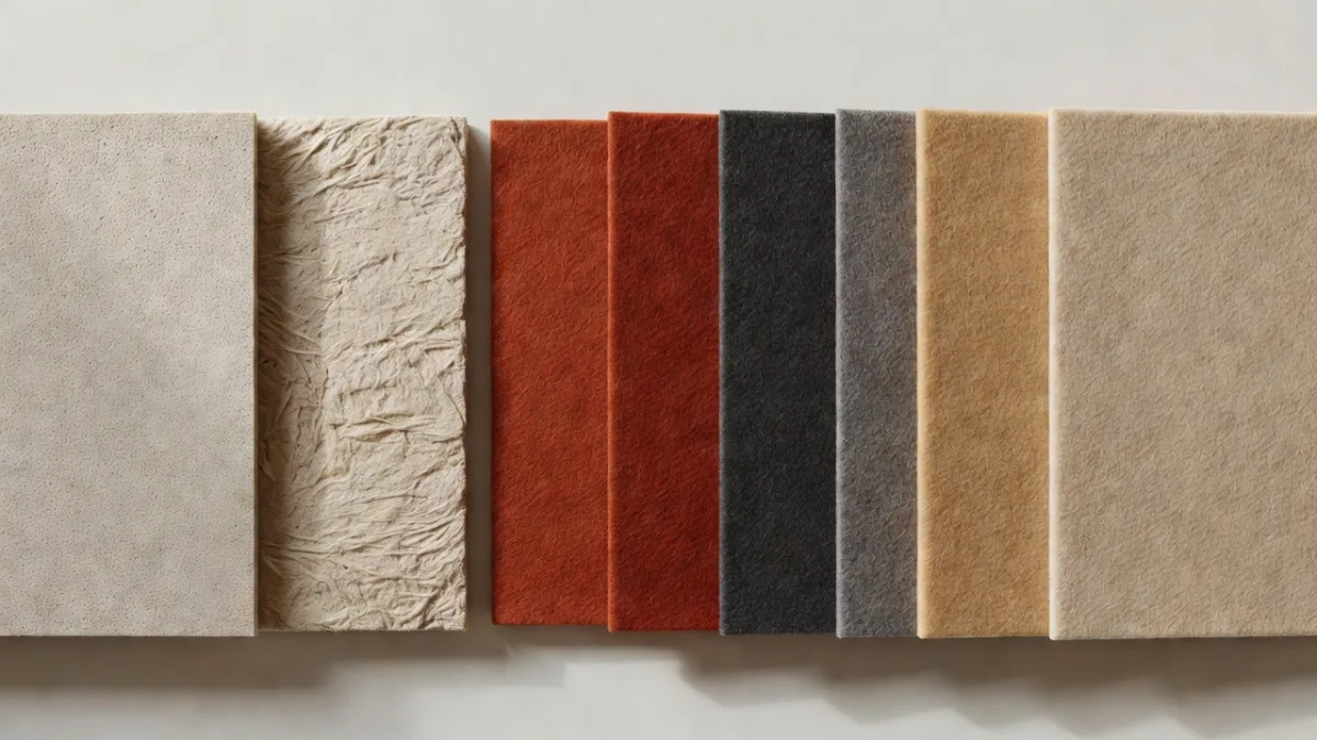 Samples of acoustic materials of different absorption classes
