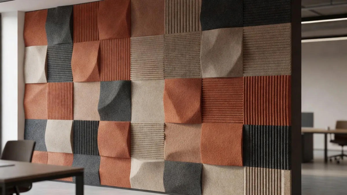 Acoustic felt panels absorbing the frequencies of the voice