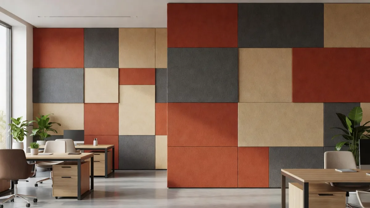 Custom-printed acoustic panels in an office