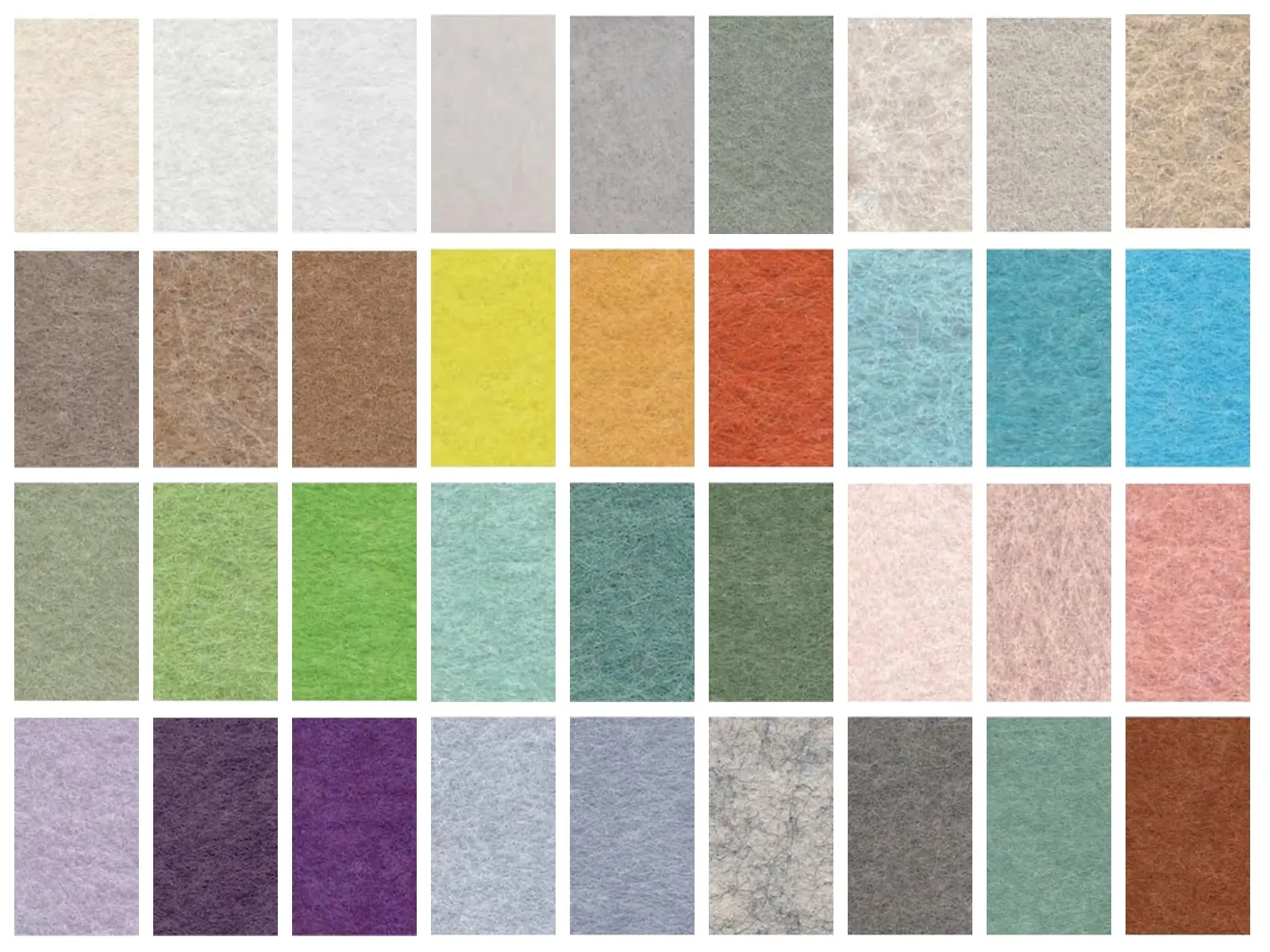 Swatch card with 55 acoustic PET felt colours